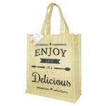 Jute Lunch bag Plain Natural Enjoy Print